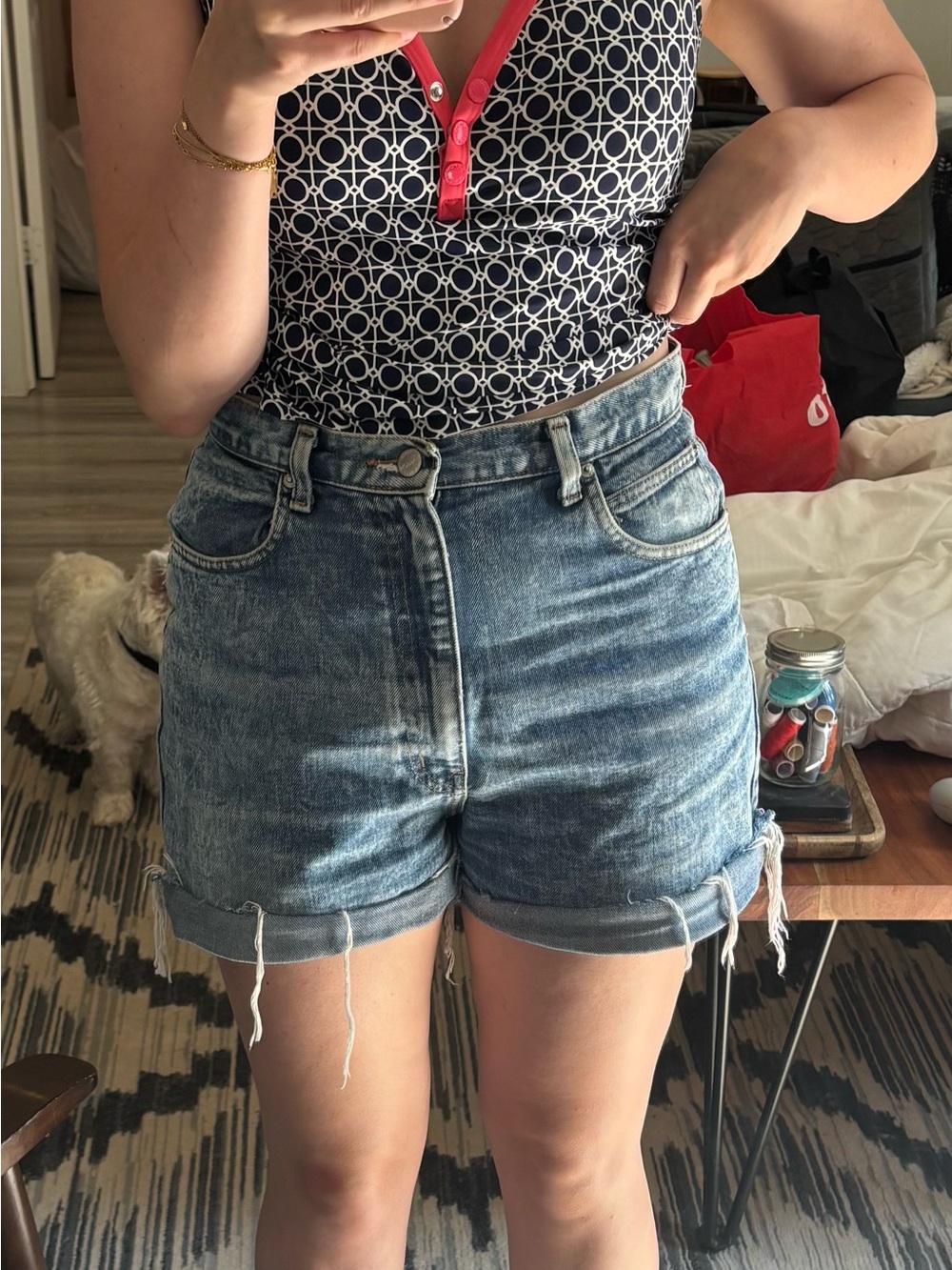 Sasson Jeans Vintage Light Blue Rolled Hem Denim Shorts
